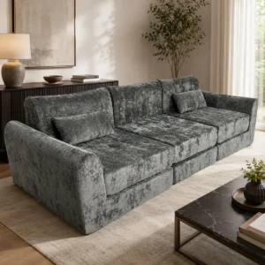 CloudFold Modular Sofa Bed in gray fabric